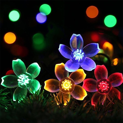 Elegante 20 m lange Sakura-Lichterkette für Hochzeitsfeiern, batteriebetrieben, 160 LEDs, warmweiß/blau, für die Dekoration von Haus, Garten und Innenhof Image