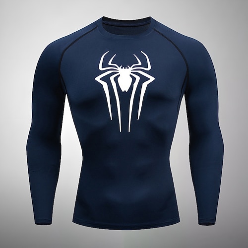 Herren Kompressionsshirt Sportshirt Fitnessshirt Trainingsshirt Langarm T-Shirt Lässig Athleisure Frühling Herbst Spinnen Schnelltrocknend Weich Atmungsaktiv Fitnesstraining Gehen Joggen Image