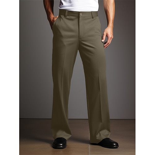 Herren Hose Anzughose Knöpfe Fronttasche Gerader Schnitt Einfach Komfort Hochzeit Geschäft Täglich Mode Schick Modern Schwarz Weiß Image