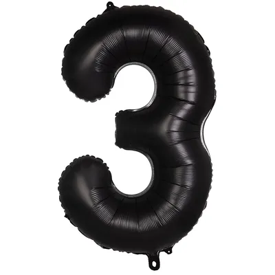 Folienballon 3, schwarz, 86 cm Image