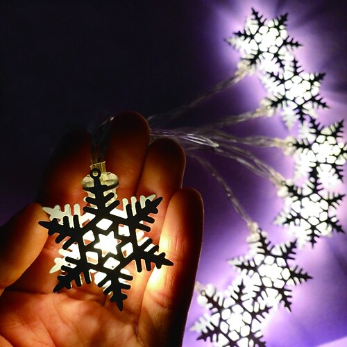 1,5m Lichterkette 10 LEDs Eisen Schneeflocke LED Geburtstagspartylichter Warmweiß RGB Weiß Kreative Partydesign AA Batteriebetrieben 1 Set Image