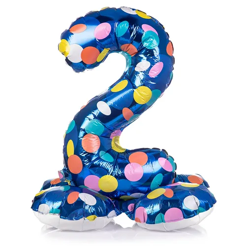 Ballon chiffre ""2"", tenant debout, à pois