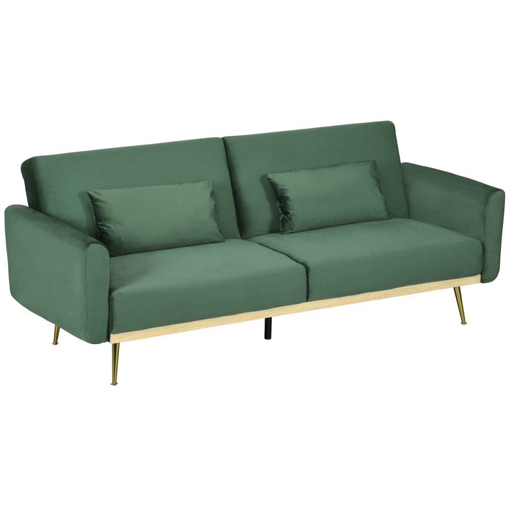 Canapé convertible 2 places style artdéco bois métal doré velours vert