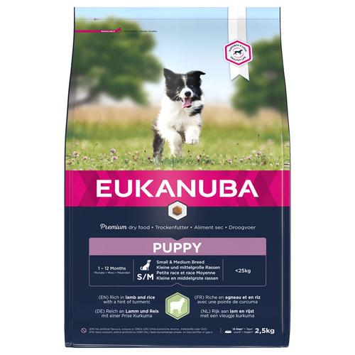 Sparpaket: 2x 2,5kg Eukanuba Puppy Small & Medium Breed Lamm & Reis Hundetrockenfutter