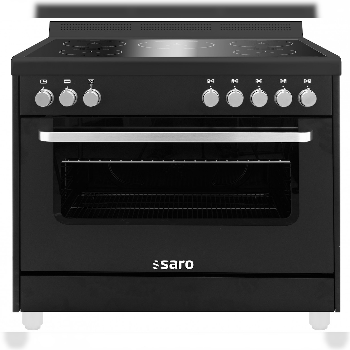 Saro TS95IND61N Induktionsherd mit Elektrobackofen, schwarz, 5 Kochflächen, 7,4 kW + 2,5 kW, BTH 900 x 600 x 896/962 mm Image