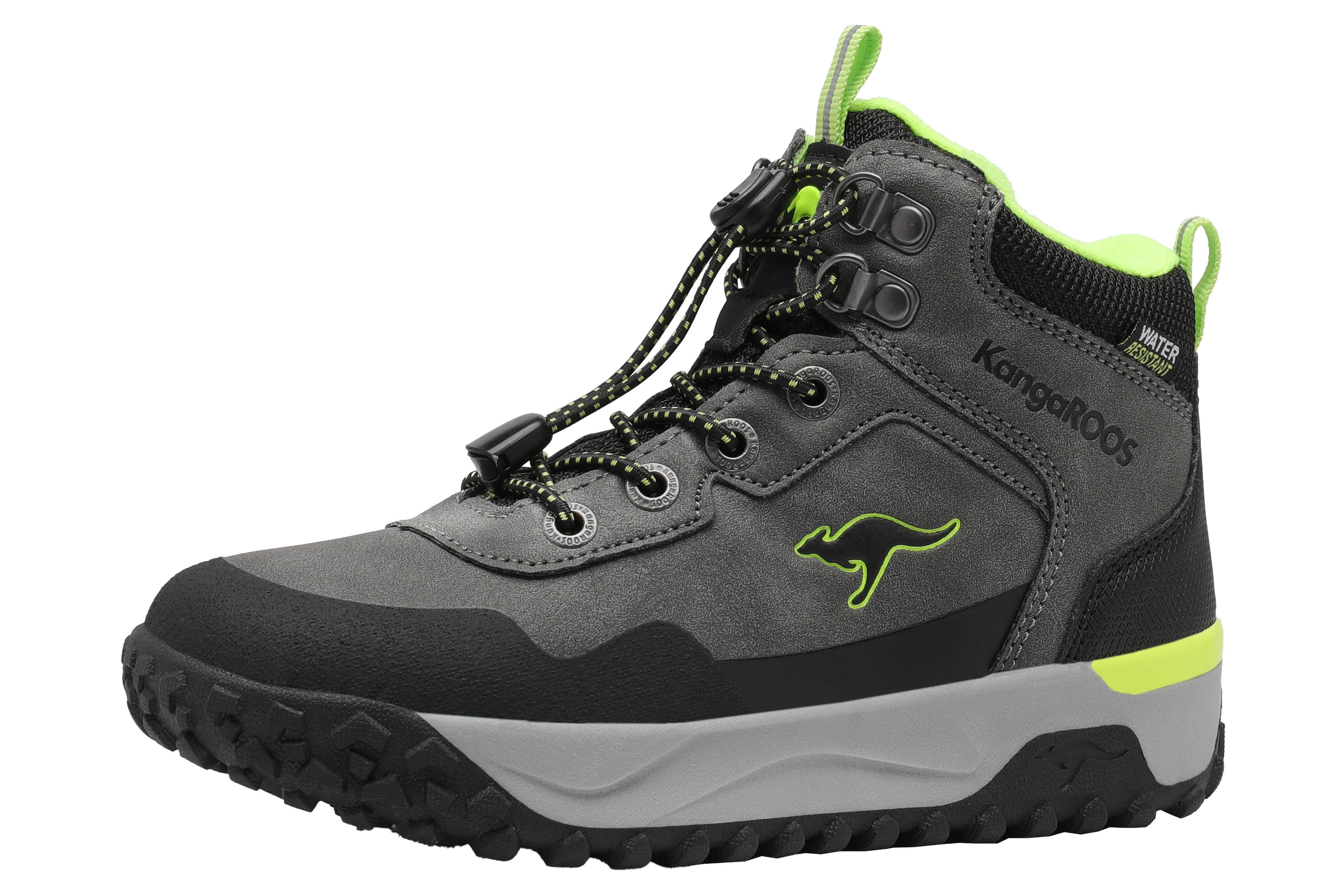 Sneaker KANGAROOS "K-NB Vivi RV", Gr. 32, grau (steel grau, limetta), Synthetik, Textil, Schuhe, wasserabweisend, reflektierend und gefüttert Image