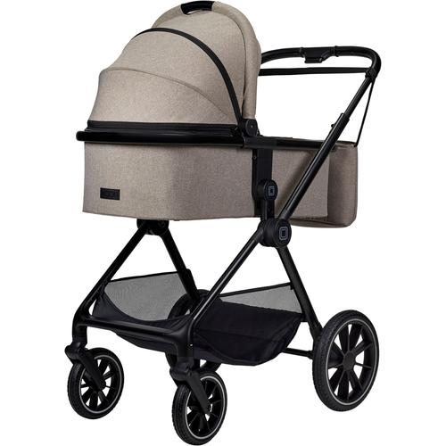 Kombi-Kinderwagen MOON ""Clicc"" braun (mud) Baby Kinderwagen inkl. Fußsack und Wickeltasche