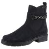 Chelseaboots GABOR, Damen, Gr. 36, blau (nachtblau), Veloursleder, Elastischer Einsatz, unifarben, modisch, Schuhe, Blockabsatz, Herbstmode, Stiefelette mit Zierkette am Schaft