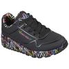 Sneaker SKECHERS "UNO LITE-LOVELY LUV", Kinder, Gr. 31, schwarz (schwarz, multi, 2), Lederimitat, Textil, kontrastfarbene Details, sportlich, Schuhe, Schnürschuh mit bedruckter Sohle, Größenschablone zum Download