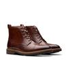 Winterstiefel CLARKS "Aldwin Cap", Herren, Gr. 43 (9), braun (mid tan lea), Leder, elegant, Schuhe, Festtagsschuh, Stiefelette, Anzugschuh mit Blockabsatz