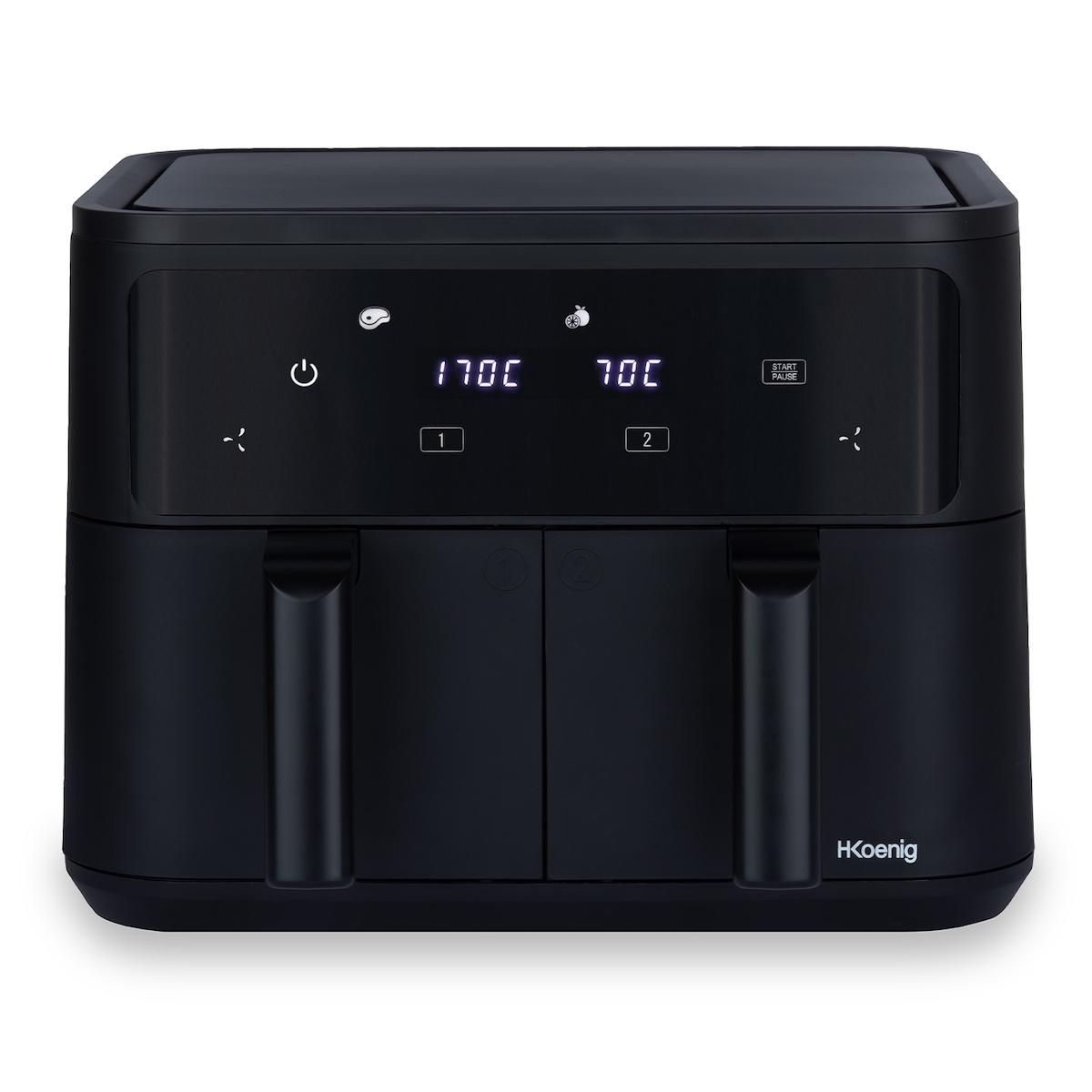 H.Koenig Airfryer Fritteuse ohne Öl, 2 Becken, XXL FRY900, doppelte Kapazität 9 l, verstellbar 80 – 200 °C, 5 Kochmodi, Timer 60 Minuten Image