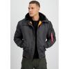 Bomberjacke ALPHA INDUSTRIES "MA-1 HOODED", Herren, Gr. M, grau (vintage grau), Web, Obermaterial: 100% Nylon, unifarben, modisch, schmal normal, Langarm Strickbund, Jacken