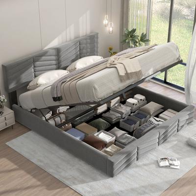 Okwish - Polsterbett,Doppelbett,hydraulisches