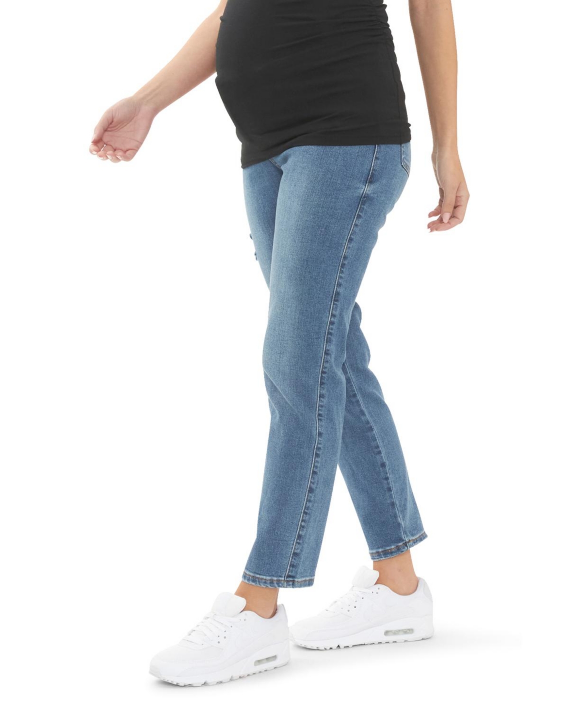 Ripe Maternity Dylan Distressed Jean in Blue - Blue