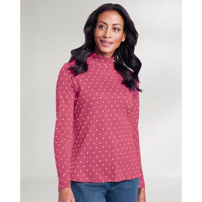 Appleseeds Women's Essential Cotton Dot-Print Mockneck Tee - Multi - 3X - Womens