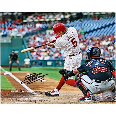 Von Bryson Stott signiertes Schlagfoto der Philadelphia Phillies, 20,3 x 25,4 cm Image