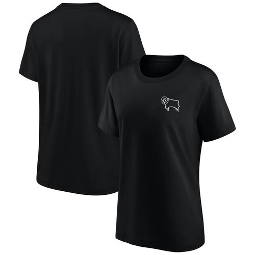 Derby County Essentials T-Shirt mit kleinem Wappen – Schwarz – Damen