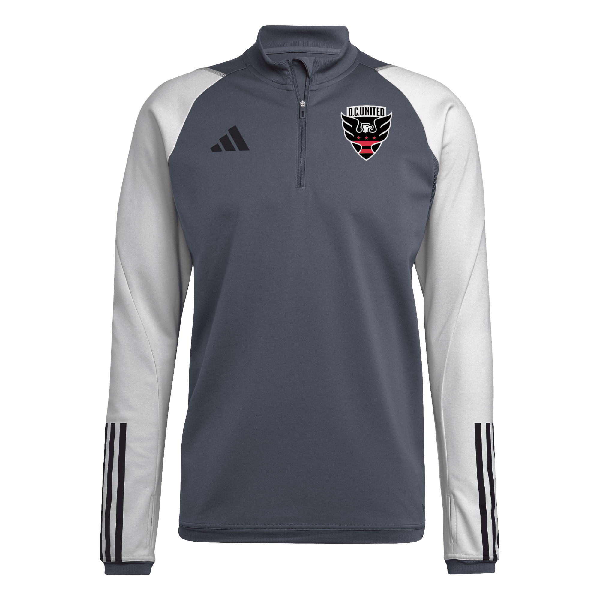 Graues adidas D.C. United 2024 On-Field AEROREADY Trainingsoberteil mit Viertelreißverschluss für Herren Image