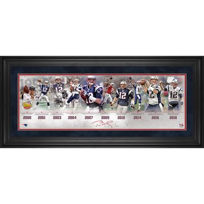 Tom Brady New England Patriots - Gerahmte Collage mit Zeitleiste seiner Karriere, 25,4 x 76,2 cm