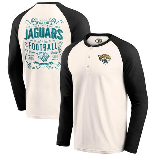 Creme/Schwarzes Jacksonville Jaguars Raglan Henley-T-Shirt für Herren aus der Darius Rucker Collection von Fanatics