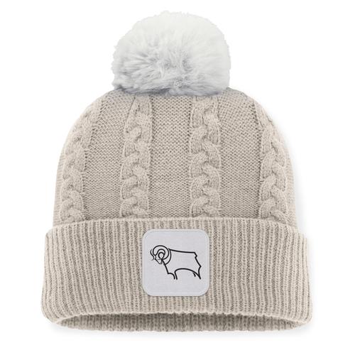 Derby County Heidi Cuffed Pom Knit Beanie – Grau – Damen