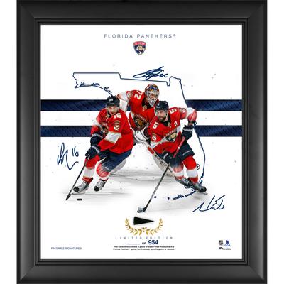 Gerahmte 15 x 17 Zoll große Franchise Foundations-Collage der Florida Panthers mit einem Stück eines beim Spiel verwendeten Pucks – limitierte Auflage von 954 Image