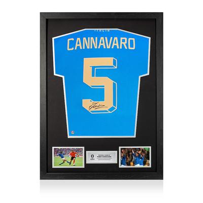 UEFA 2024 Von Fabio Cannavaro signiertes und als Held gerahmtes modernes italienisches Trikot Image