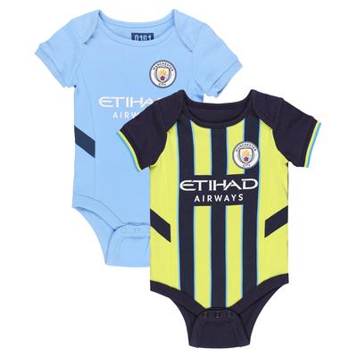 Manchester City 2024-25 Kit 2er-Pack Bodys – Marineblau/Gelb – Baby Image