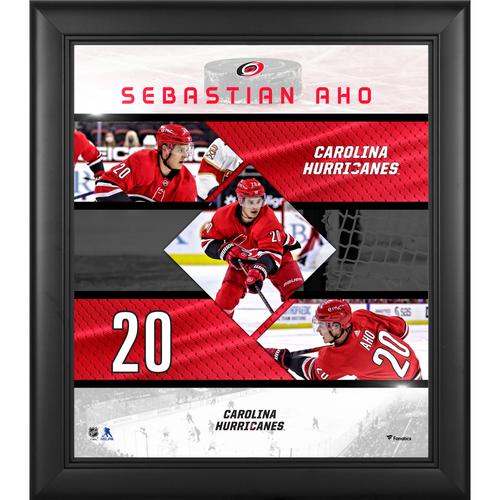 Sebastian Aho Carolina Hurricanes Gerahmte Collage mit genähten Sternen, 38,1 x 43,2 cm