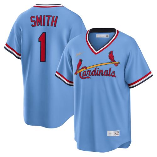 Hellblaues Nike Ozzie Smith-Spielertrikot der St. Louis Cardinals aus der Road Cooperstown Collection für Herren