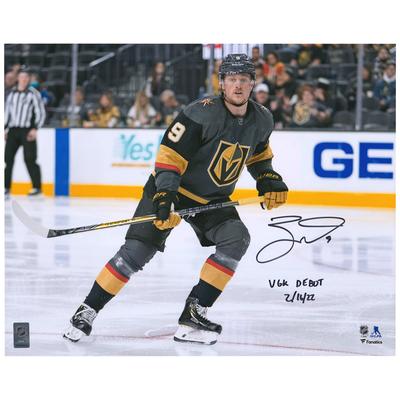 Jack Eichel Vegas Golden Knights signiertes 16" x 20" Debütfoto mit der Aufschrift "VGK DEBUT 2/16/22" Image