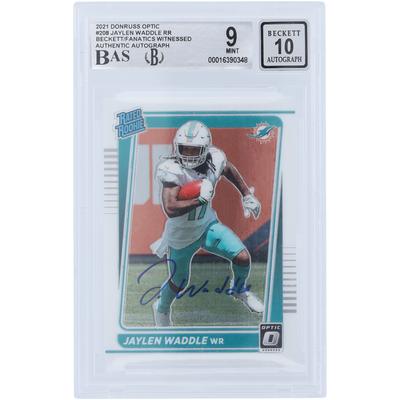 Jaylen Waddle Miami Dolphins signierte 2021 Panini Donruss Optic Rated Rookie #208 Beckett Fanatics bezeugte authentifizierte 9/10 Rookie-Karte Image