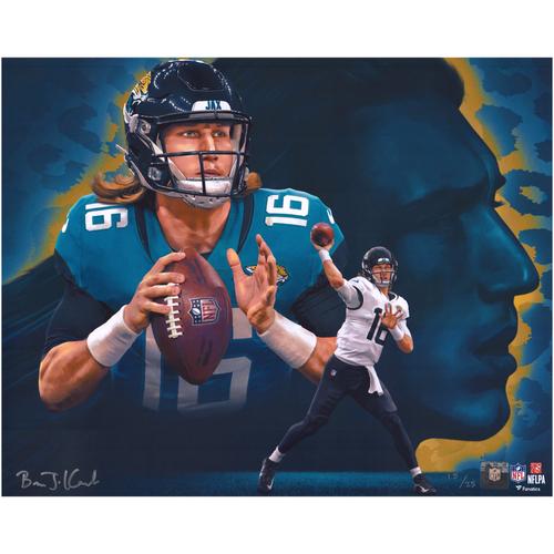 Trevor Lawrence Jacksonville Jaguars 16'' x 20'' Fotodruck - Erstellt und signiert vom Künstler Brian Konnick - Limitierte Auflage von 25