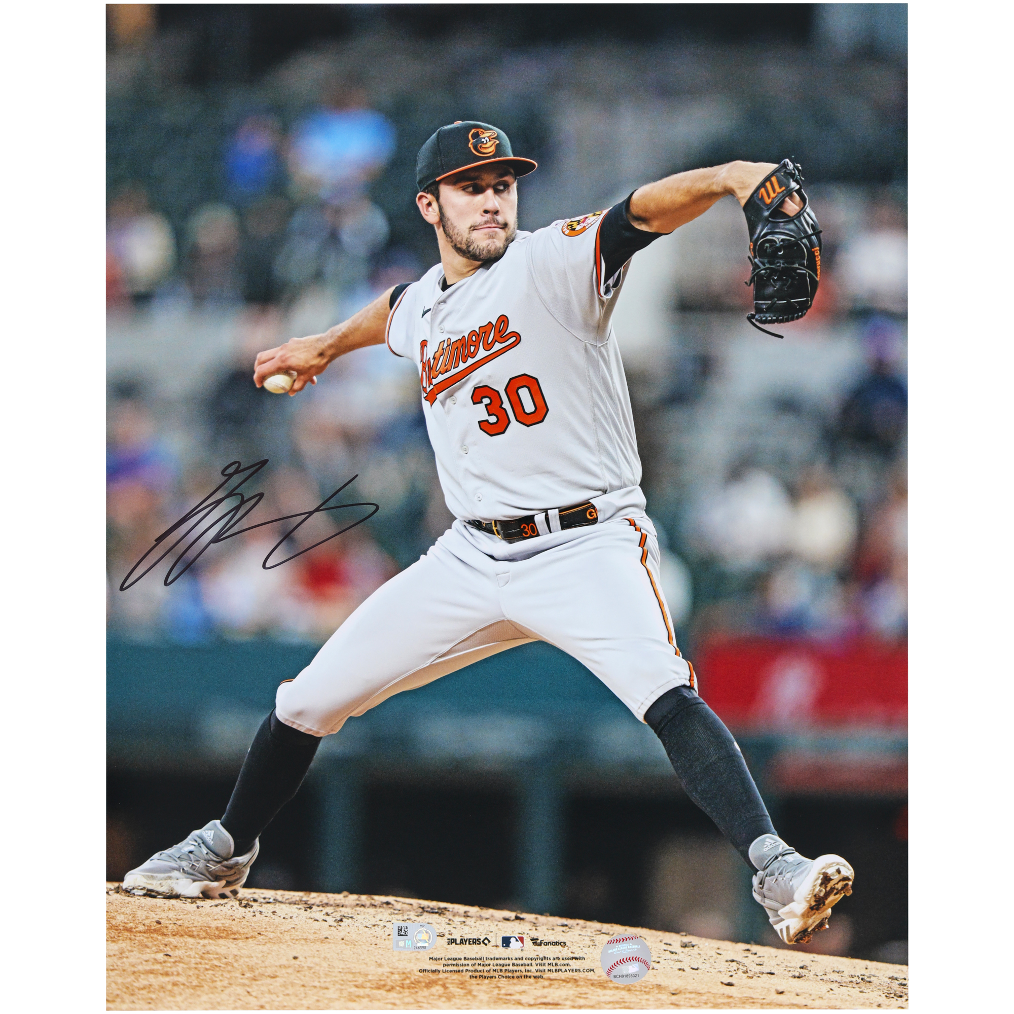 Grayson Rodriguez, Baltimore Orioles, signiertes 16 x 20 Zoll großes MLB-Debütfoto Image