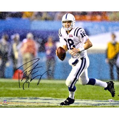 Peyton Manning, Indianapolis Colts, signiertes 16" x 20" Super Bowl XLI Running in Rain-Foto Image