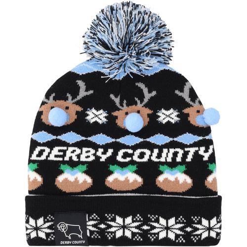 Derby County Fairisle Weihnachtsmütze – Schwarz – Erwachsene