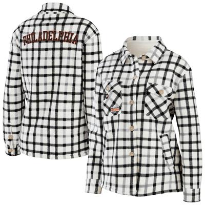 Damen WEAR by Erin Andrews Oatmeal Philadelphia Flyers karierte Button-Up-Hemdjacke Image