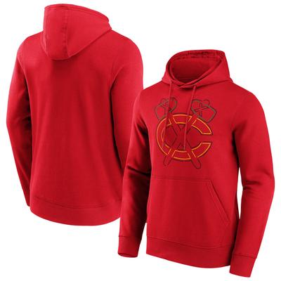 Chicago Blackhawks Fanatics Branded Edge Hoodie - Sportgrau - Herren Image