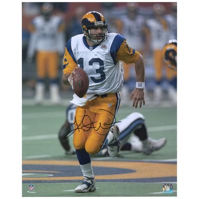 Kurt Warner St. Louis Rams signiertes 16" x 20" weißes Trikot Super Bowl XXXIV Foto Image