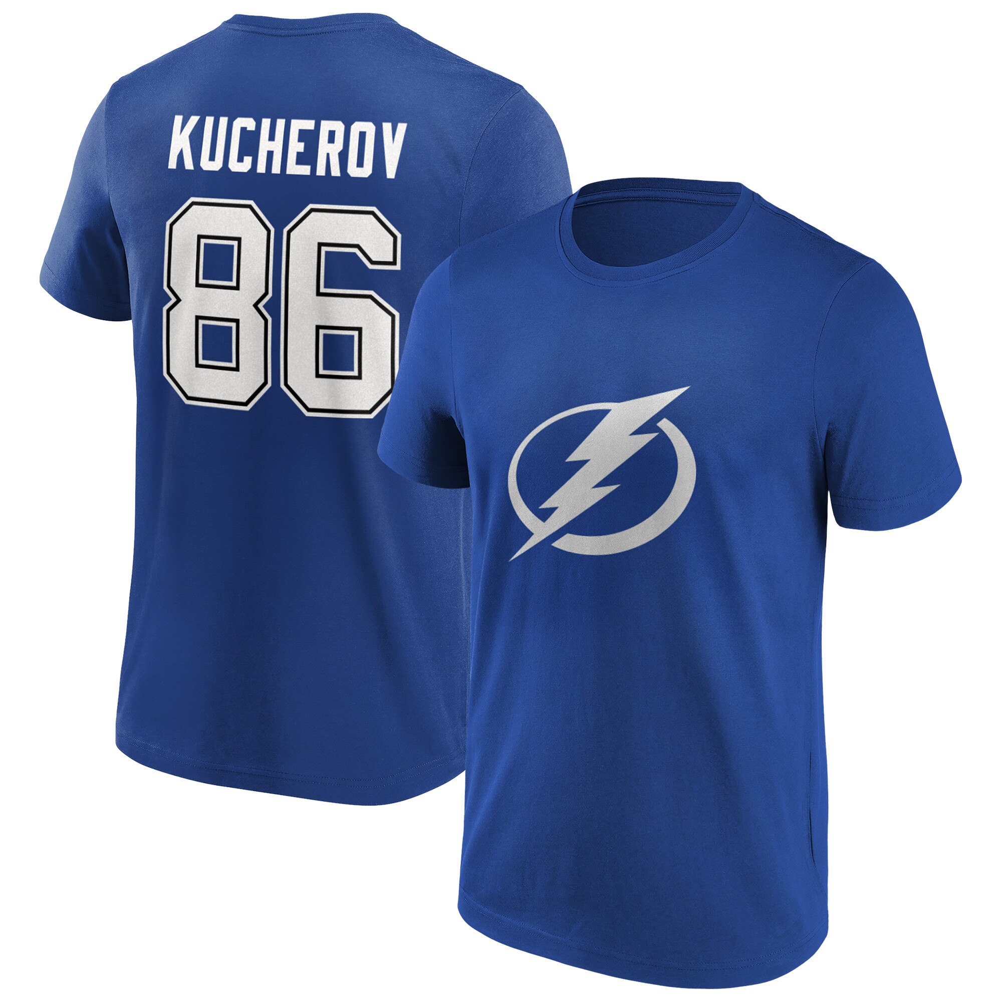 Tampa Bay Lightning Fanatics Branded Iconic Name & Number Graphic T-Shirt - Royal - Kucherov 86 - Herren Image