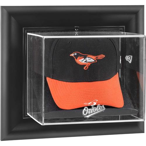 Baltimore Orioles - Wandvitrine mit Logo-Kappen, schwarzer Rahmen