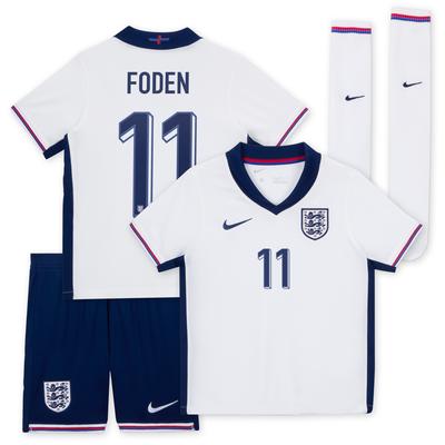 England Nike Home Stadium Mini Kit 2024 – Kleine Kinder mit Aufdruck Foden 11 Image
