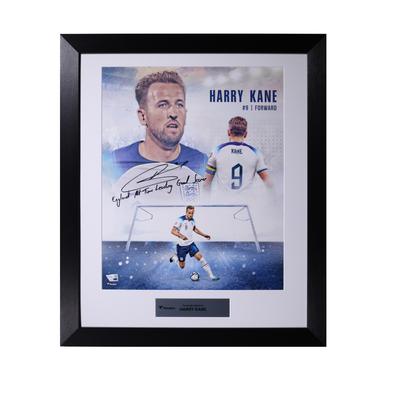 England Harry Kane England signierte Collage 16" x 20" mit der Aufschrift "Englands führender Torschütze aller Zeiten" - gerahmt Image