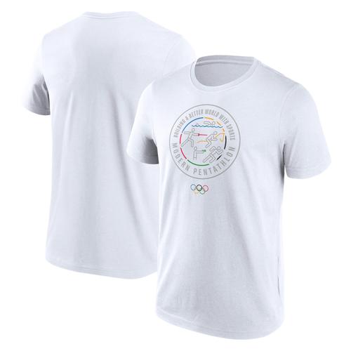 The Olympic Collection Rudern Piktogramm-T-Shirt – Weiß – Unisex