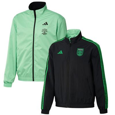 Herren adidas Schwarz/Grün Austin FC 2023 On-Field Anthem Wende-Teamjacke mit durchgehendem Reißverschluss Image