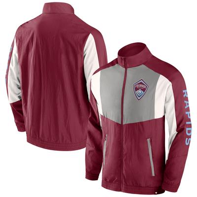 Burgundige Colorado Rapids Net Goal Raglan-Trainingsjacke mit durchgehendem Reißverschluss für Herren mit Fanatics-Logo Image