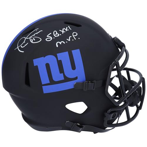 Von Phil Simms von den New York Giants signierter Riddell Eclipse Speed-Replika-Helm mit der Aufschrift „SB XXI M.V.P.“