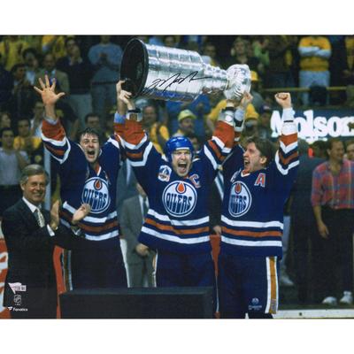 Signiertes Raising Cup-Foto von Mark Messier, Edmonton Oilers, 16 x 20 Zoll Image
