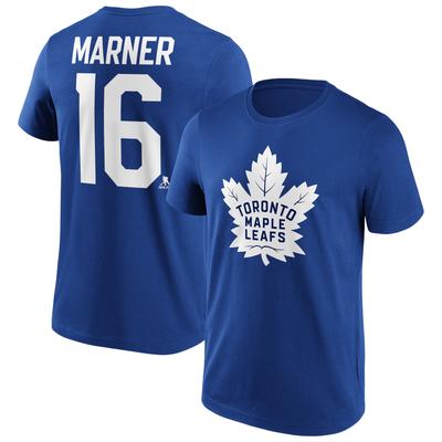 Toronto Maple Leafs Fanatics Branded Iconic Name & Number Graphic T-Shirt - Royal - Marner 16 - Herren Image