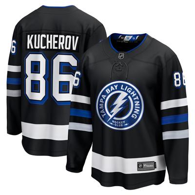 Tampa Bay Lightning Fanatics Branded Replica Alternate Breakaway-Trikot – Schwarz – Nikita Kucherov – Herren Image